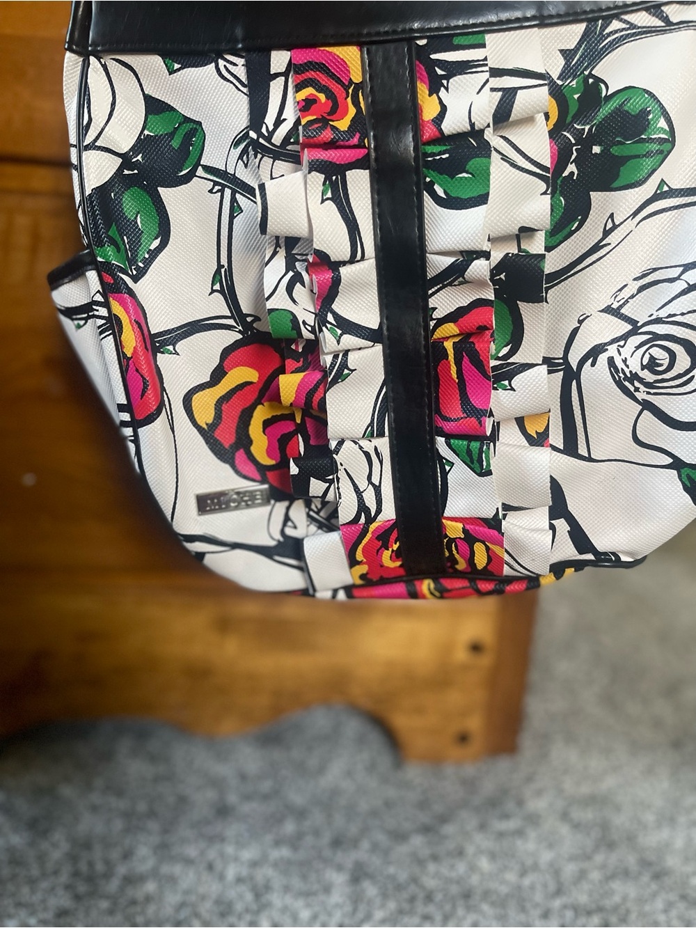 Miche Floral Shoulder Bag - White with Pink, Yellow & Green